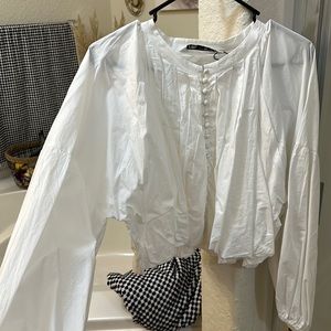Womens white zara crop top